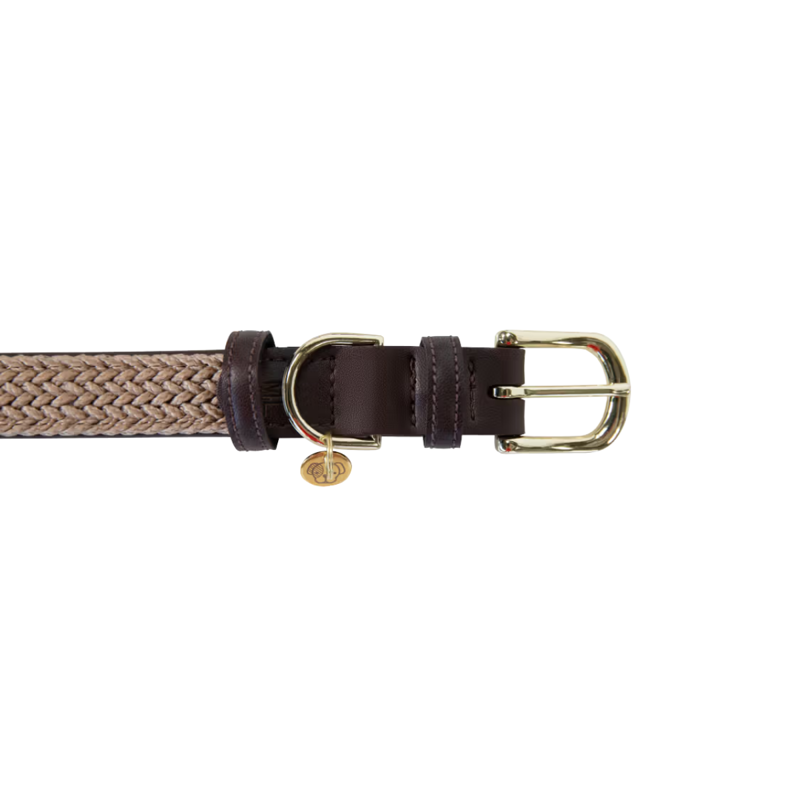 Kentucky Plaited Nylon Dog Collar - Beige-3