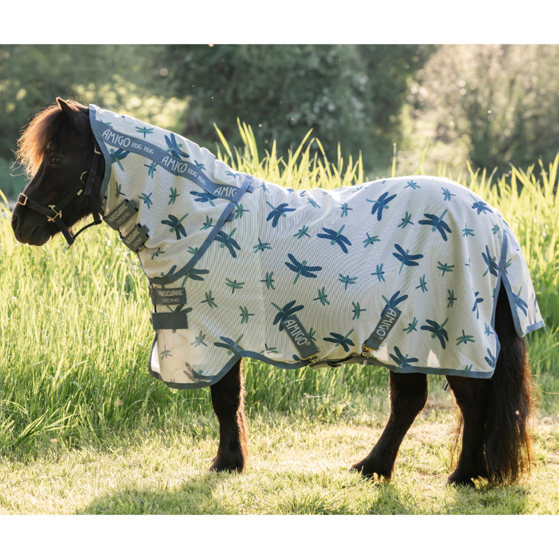 Horseware Amigo Bug Rug Plus Petite - Dragonfly Print/Silver/Blue/Sage-1