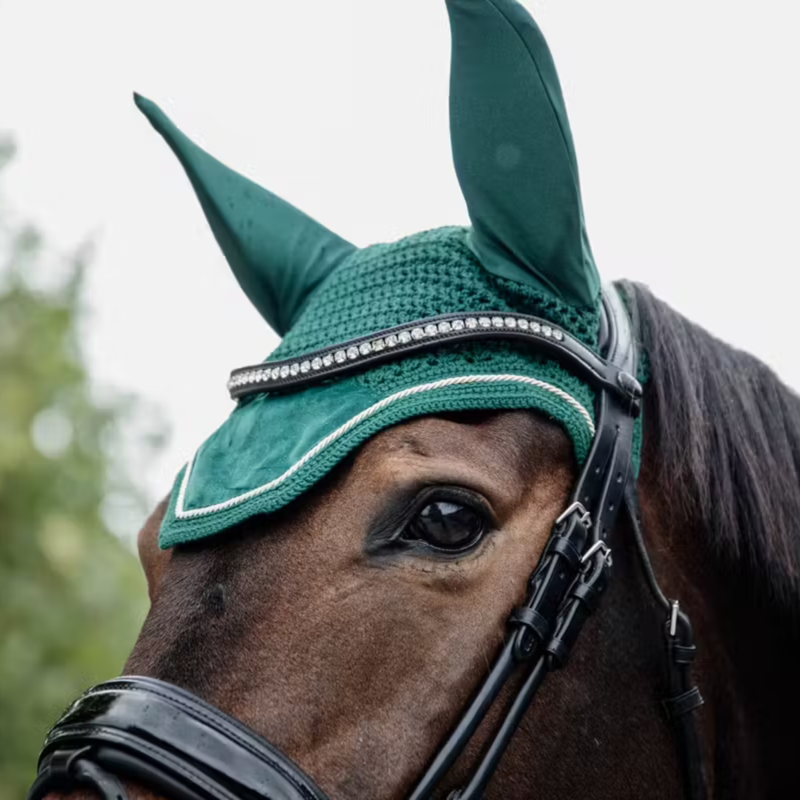 Kentucky Wellington Velvet Fly Veil - Dark Green-1