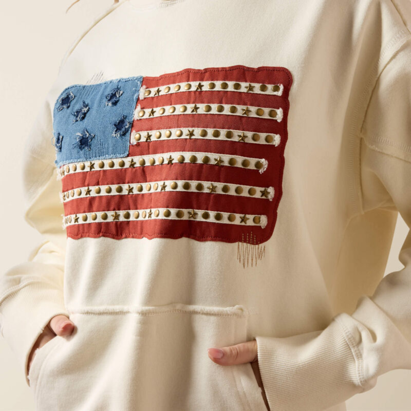 Ariat Women's Americana Hoodie - Antique White-2