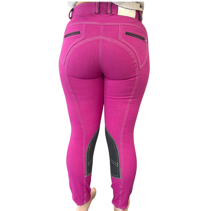 Horseware Ladies Denim Breeches - Fuchsia-1