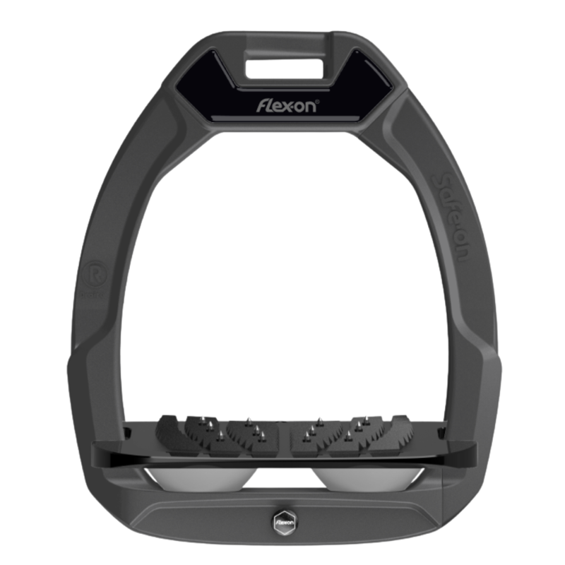 Flex-On Safe-On Inclined Ultra-Grip Stirrups - Dark Grey/Black/Light Grey
