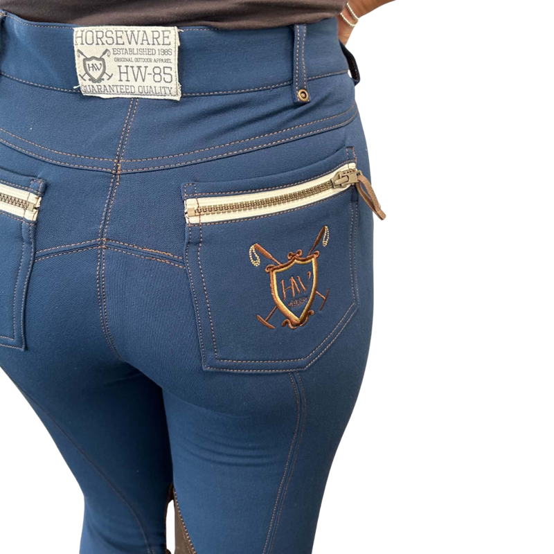 Horseware Ladies Winter Nina Knee Patch Breeches - Blue Jean-2