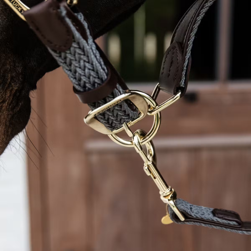 Kentucky Plaited Nylon Horse Lead 2m - Grey-1