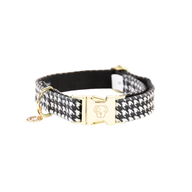Kentucky Pied-de-Poule Dog Collar - Black
