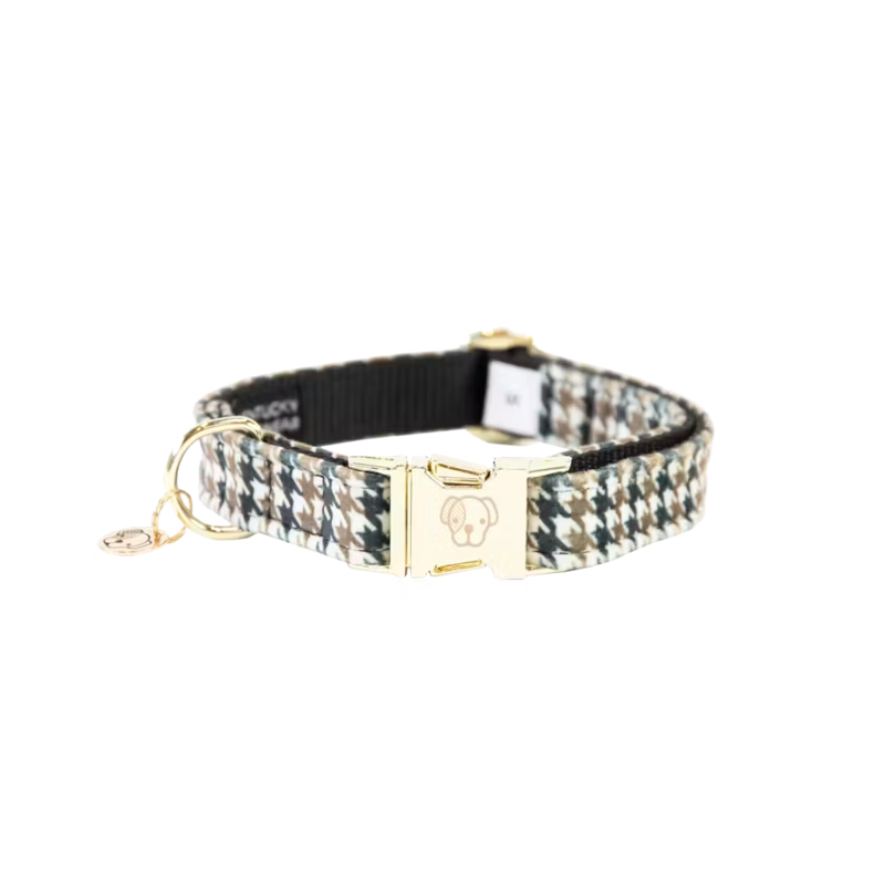 Kentucky Pied-de-Poule Dog Collar - Brown