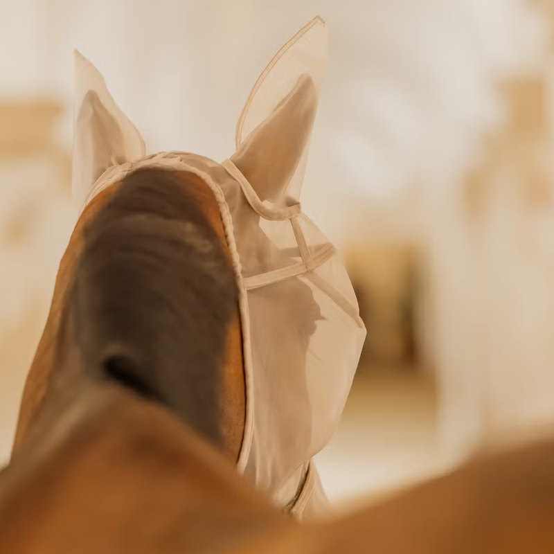 Kentucky Classic Fly Mask with Ears and Nose - Beige-2