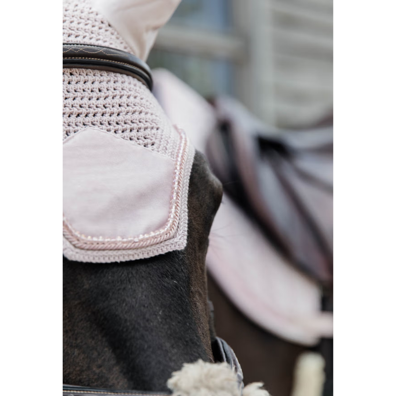 Kentucky Wellington Velvet Pearls Fly Veil Full - Soft Rose-2