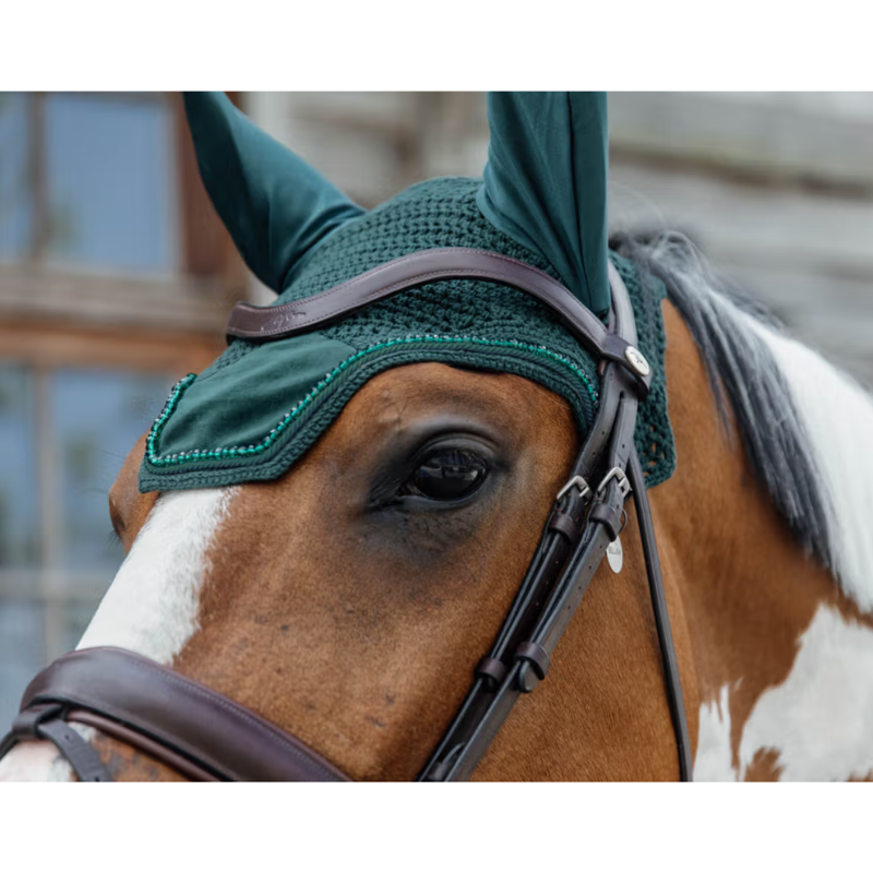 Kentucky Wellington Velvet Pearls Fly Veil Full - Pine Green