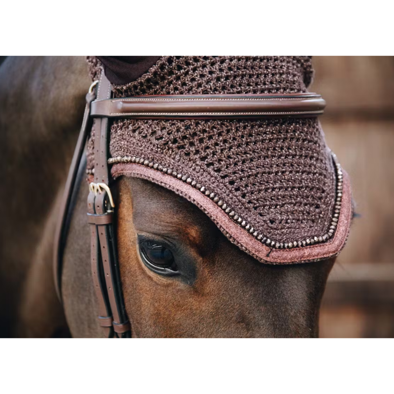 Kentucky Wellington Glitter Fly Veil Full - Brown-1