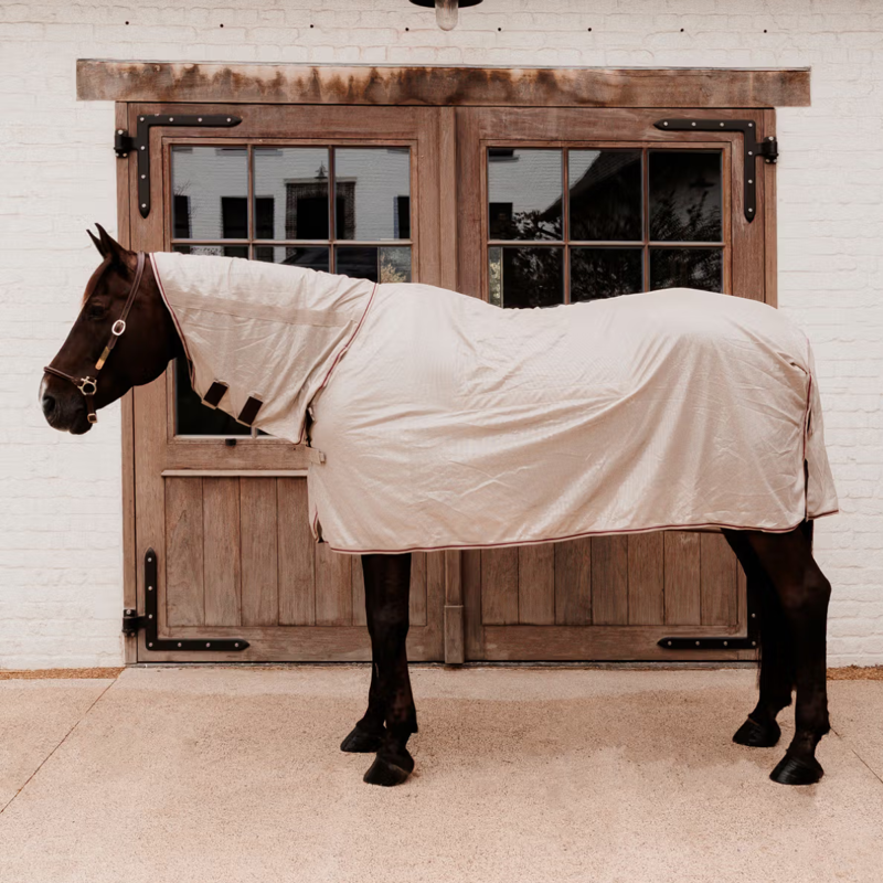Kentucky Mesh Comfort Classic Fly Rug with Neck and Belly Cover - Beige/Bordeaux