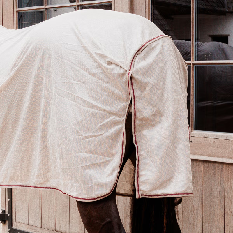 Kentucky Mesh Comfort Classic Fly Rug with Neck and Belly Cover - Beige/Bordeaux-6