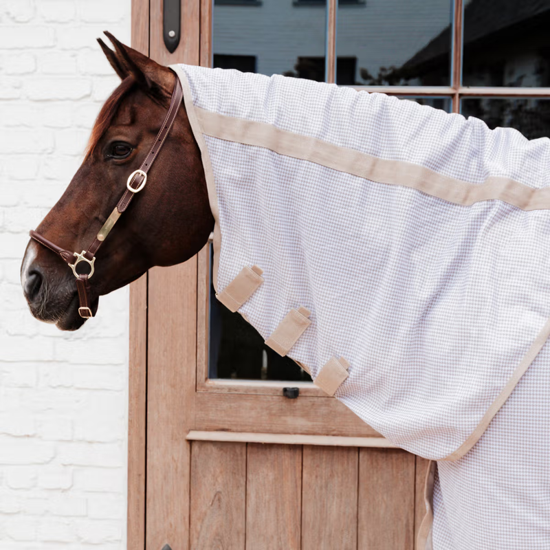 Kentucky Mesh Comfort Fly Rug - Pied De Poule Beige-1
