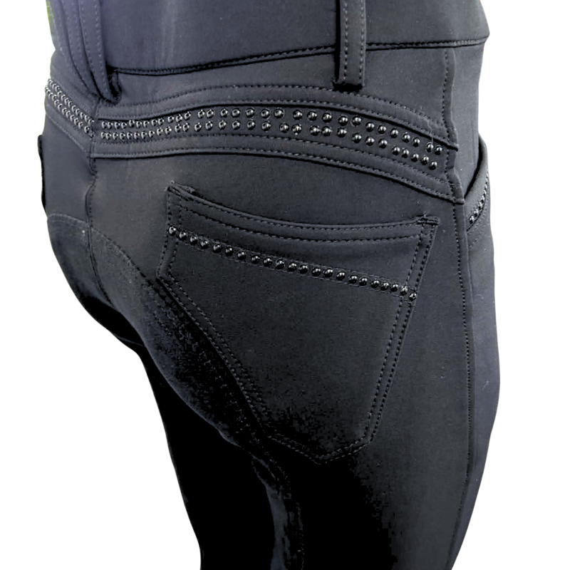 Montar Thea Rivet Band Ladies Breeches - Black-2