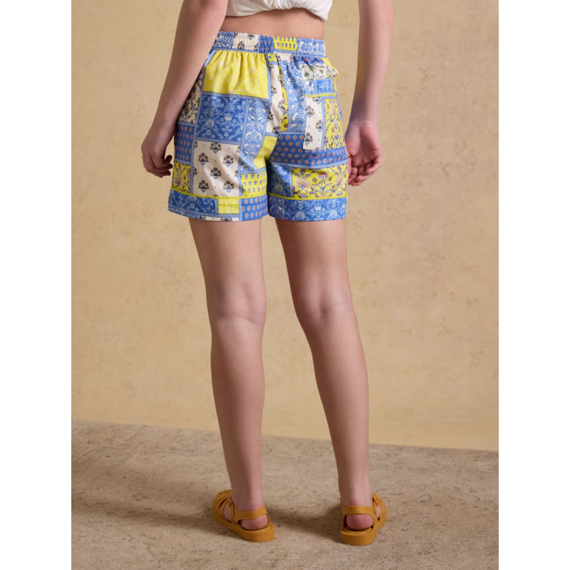 Joules Ladies Annie Printed Patchwork Shorts - Multi Hotchpotch-4