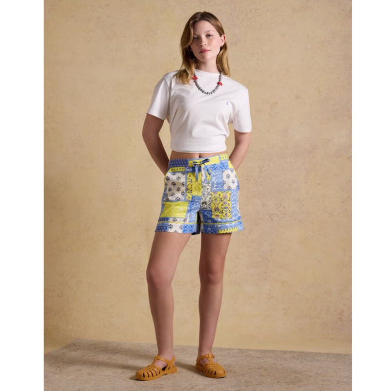 Joules Ladies Annie Printed Patchwork Shorts - Multi Hotchpotch-5