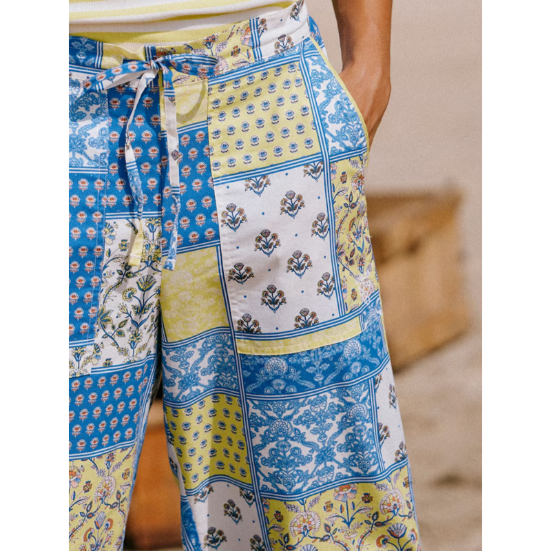 Joules Ladies Bella Pull On Cotton Trousers - Multi Hotchpotch-2