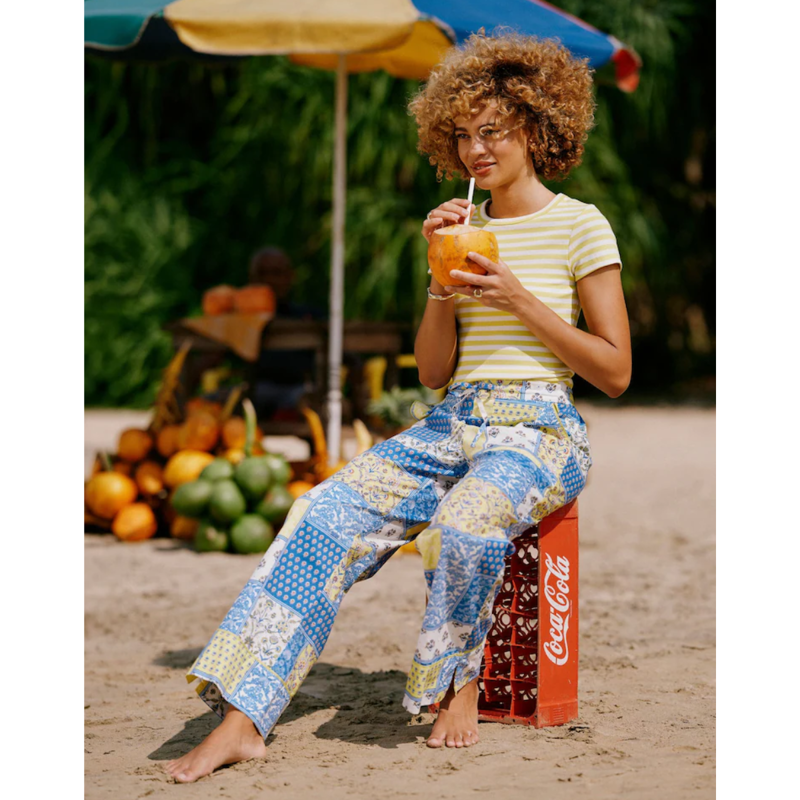 Joules Ladies Bella Pull On Cotton Trousers - Multi Hotchpotch-3