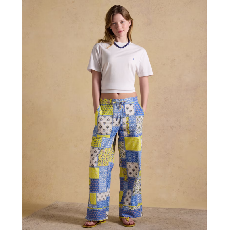 Joules Ladies Bella Pull On Cotton Trousers - Multi Hotchpotch-8