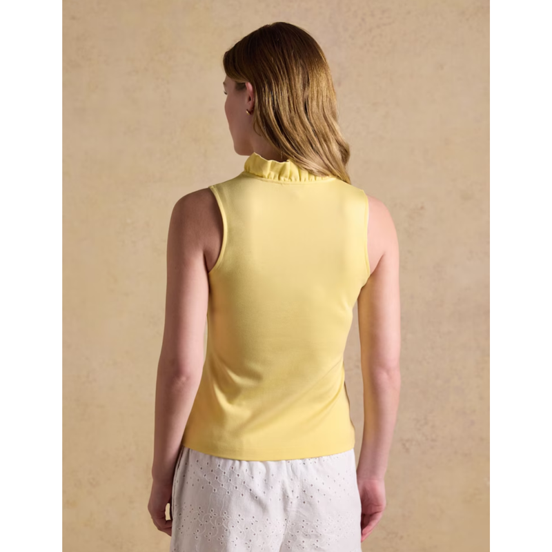 Joules Ladies Heidi Sleeveless Frill Neck Jersey Top - Lemon Yellow-2
