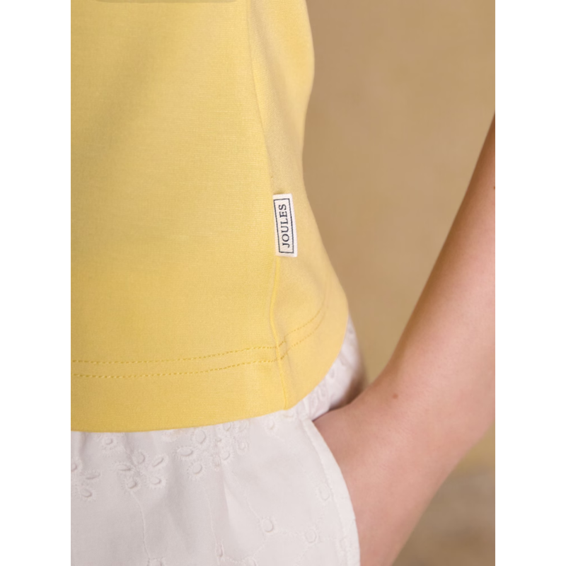 Joules Ladies Heidi Sleeveless Frill Neck Jersey Top - Lemon Yellow-5