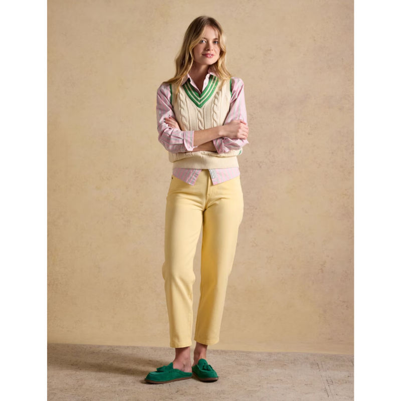 Joules Ladies High-Waisted Barrel Fit Jeans - Yellow-1
