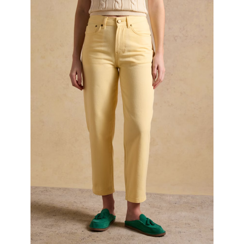 Joules Ladies High-Waisted Barrel Fit Jeans - Yellow-2