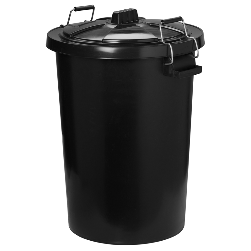 ProStable Dustbin with Locking Lid - Black - 90 L