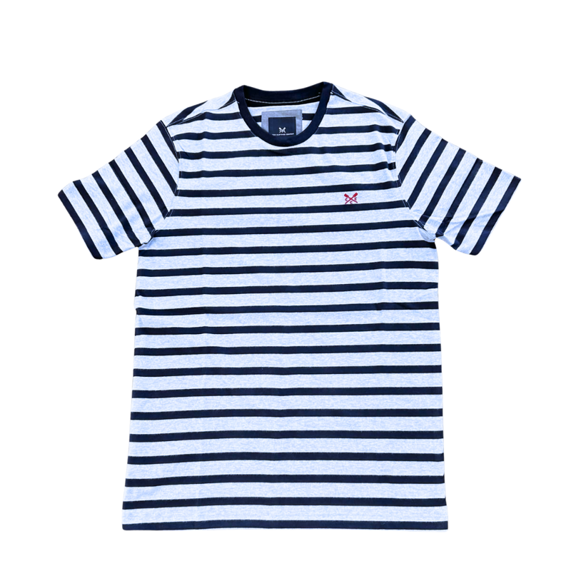 Crew Clothing Breton Stripe Tee - Classic Blue Marl/Dark Navy