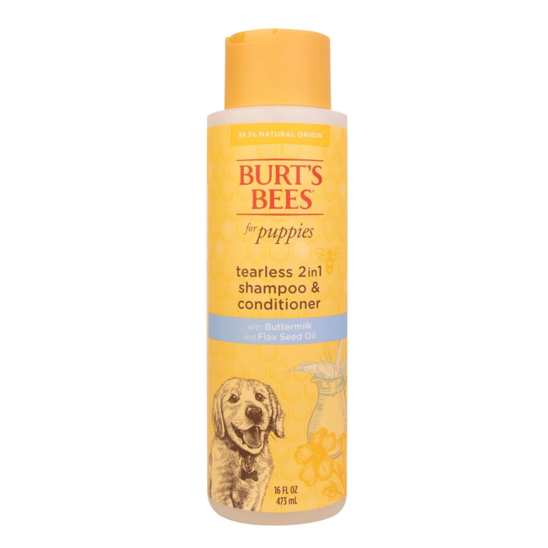 Burt's Bees Tearless 2 in 1 Shampoo and Conditioner for Puppies with Buttermilk and Linseed Oil 16oz