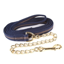 Hy Equestrian Soft Webbing Lead Rein with Chain - Navy/Grey