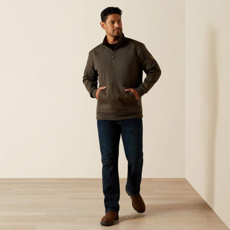 Ariat Men's Rebar Workman Duracanvas 1/4 Zip Sweatshirt - Earth-2