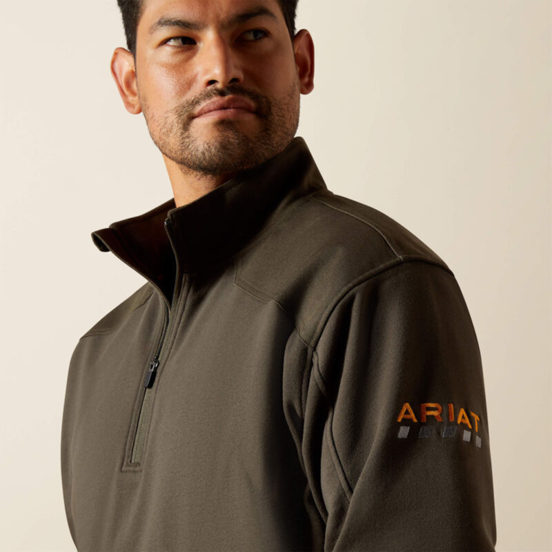 Ariat Men's Rebar Workman Duracanvas 1/4 Zip Sweatshirt - Earth-4
