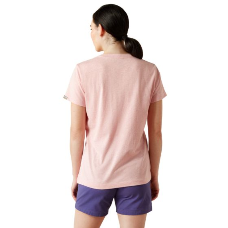 Ariat Rebar Cotton Strong Standard V-Neck T-Shirt - Powder Pink Heather-1