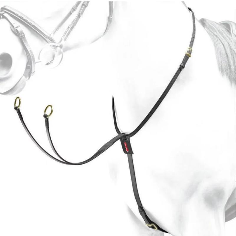 Equipe Leather Running Martingale - Black/Silver