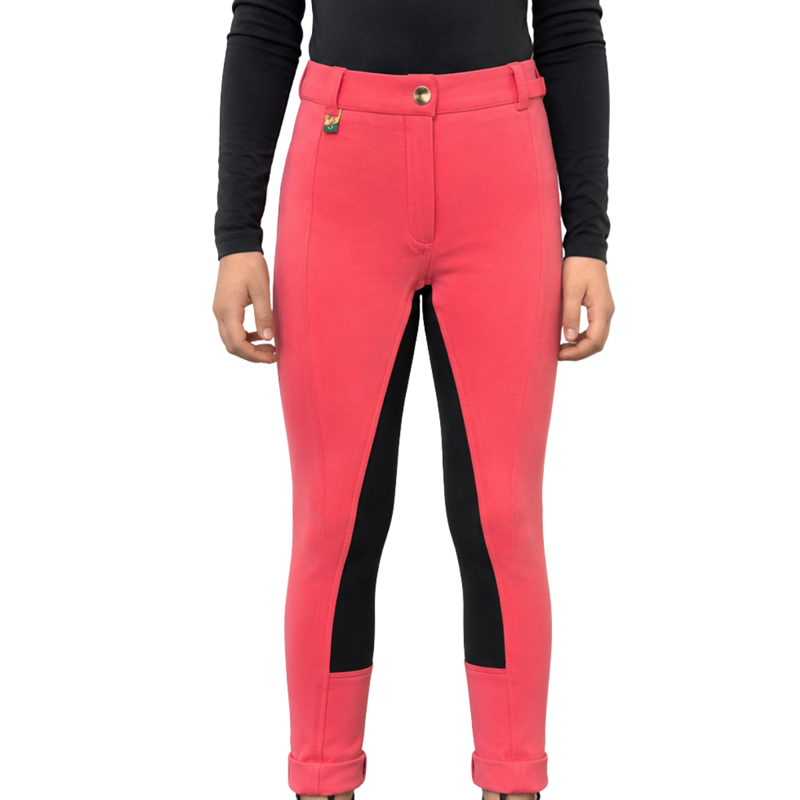 Shires Kids Cotton Two Tone Knitted Breeches -30 -Pink/Black
