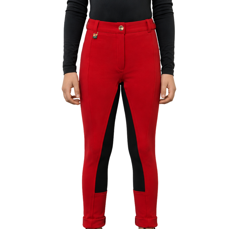 Shires Kids Two Tone Cotton Knitted Breeches - Red/Black
