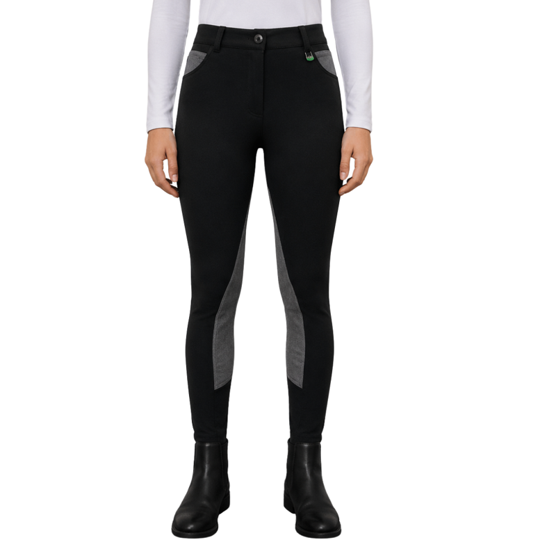 Shires Ladies Cotton Knitted Jodphurs - 24 - Black/Grey