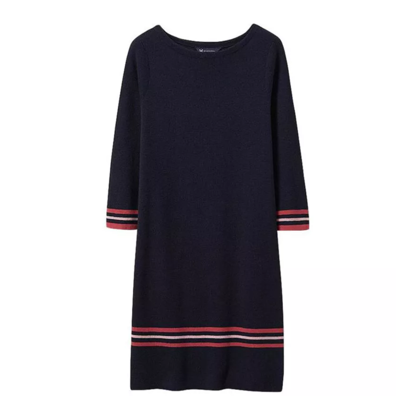 Crew Clothing Ladies Milano Tipped Dress - Navy/Rose