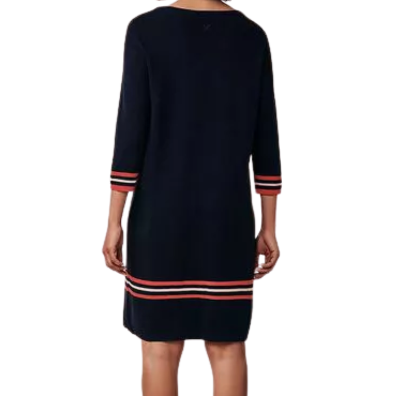 Crew Clothing Ladies Milano Tipped Dress - Navy/Rose-1