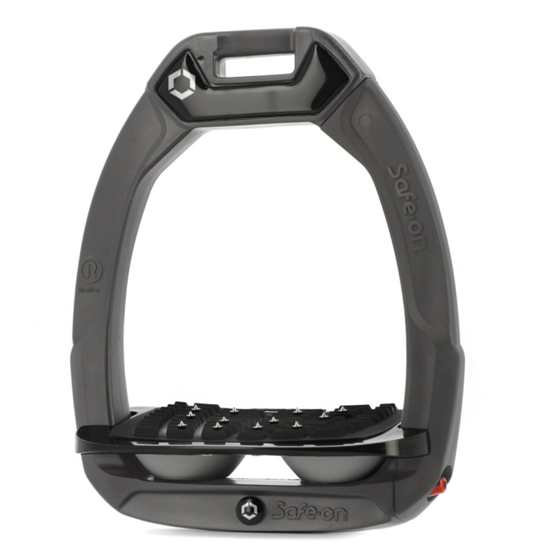 Flex-On Safe-On Inclined Ultra-Grip Stirrups - Dark Grey/Black/Light Grey