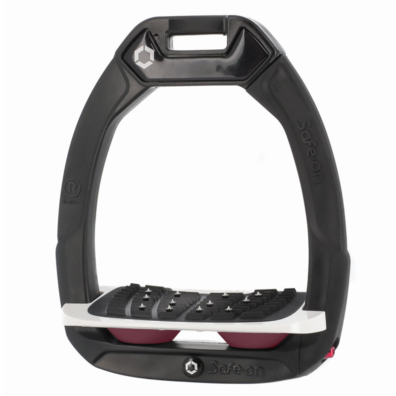 Flex-On Safe-On Inclined Ultra-Grip Stirrups - Black/White/Burgundy