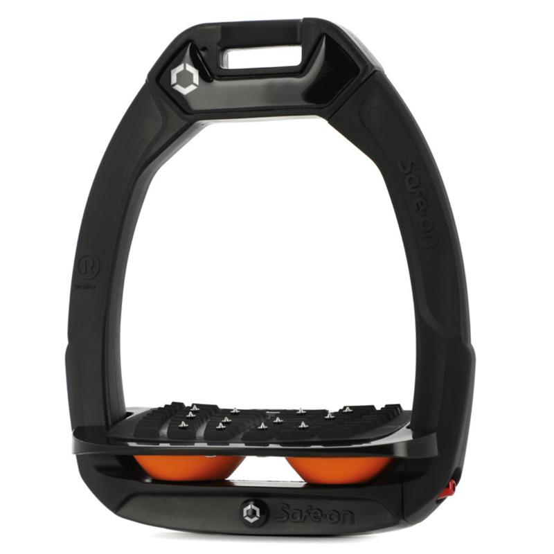 Flex-On Safe-On Inclined Ultra-Grip Stirrups - Black/Black/Orange