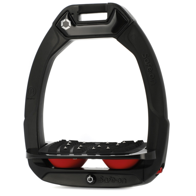 Flex-On Safe-On Inclined Ultra-Grip Stirrups - Black/Black/Red
