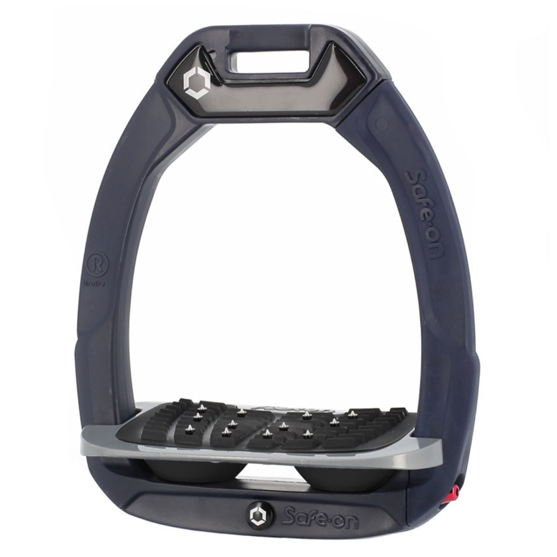 Flex-On Safe-On Inclined Ultra-Grip Stirrups - Navy Blue/Grey/Black