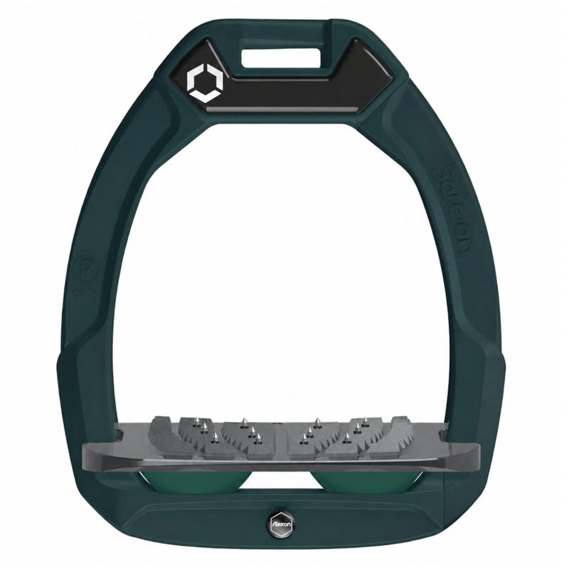 Flex-On Safe-On Inclined Ultra-Grip Stirrups - Dark Green/Grey/Dark Green