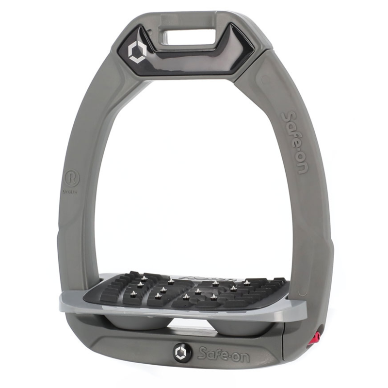 Flex-On Safe-On Inclined Ultra-Grip Stirrups - Dark Grey/Grey/Grey
