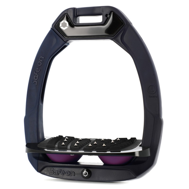 Flex-On Safe-On Inclined Ultra-Grip Stirrups - Navy/Black/Purple