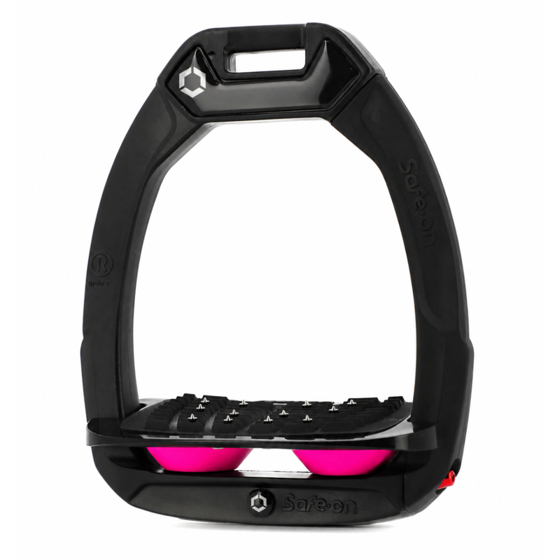Flex-On Safe-On Inclined Ultra-Grip Stirrups - Black/Black/Pink