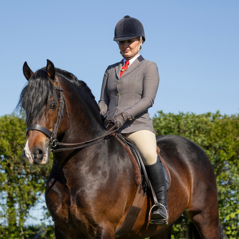 Supreme Products Ladies Champion Show Rider Tweed Jacket - Blue/Red Check-3